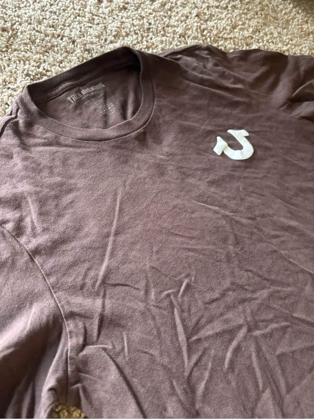 True Religion Brown Graphic Tee with Cream Accents